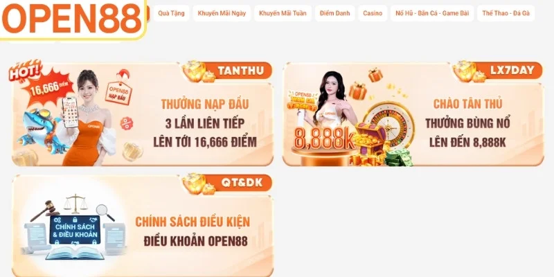Minh bạch các bước nhận thưởng nạp đầu Open88 chi tiết
